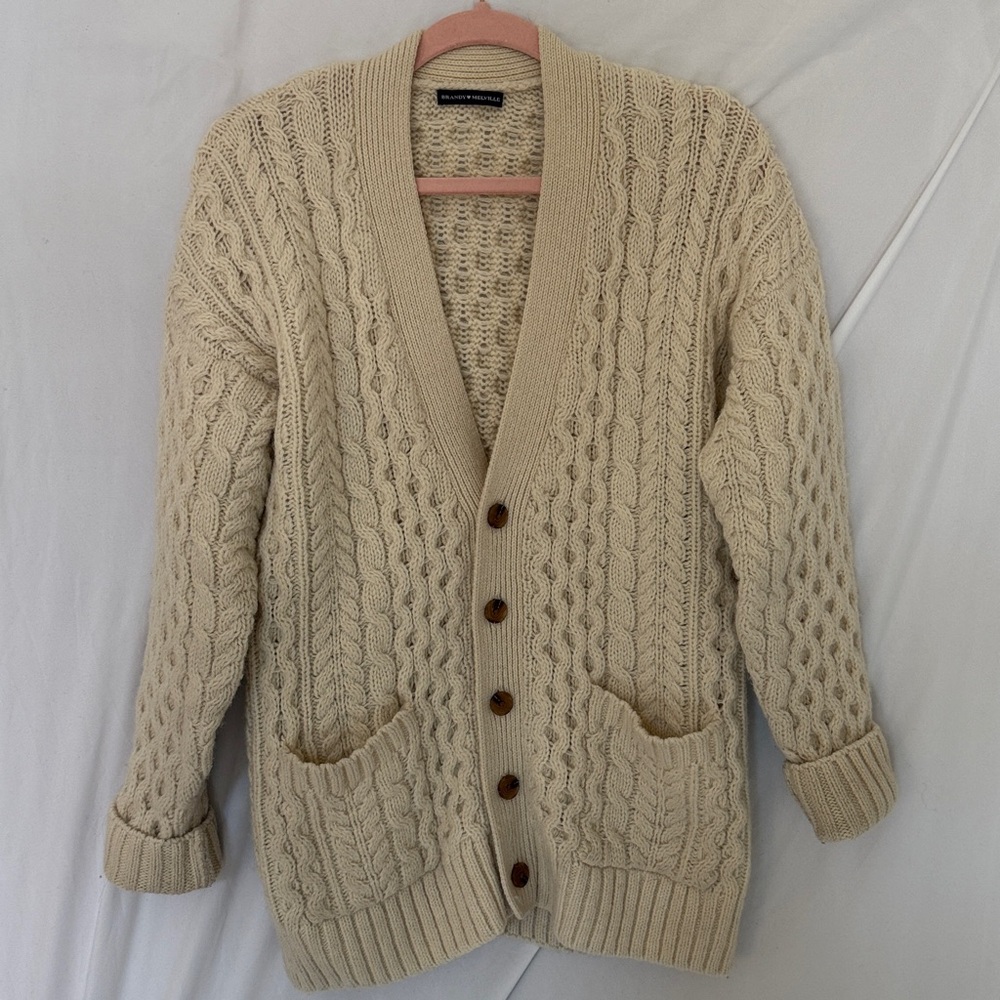 Brandy Melville Eva Heavy Wool Cable Knit Cardigan - Picture 3 of 6